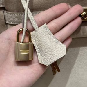 Hermes Kelly 28 Bag Handmade In Togo Calfskin Leather Gold Hardware 10 Craie - Image 5