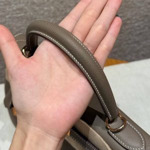 Hermes Kelly 28 Bag Handmade In Epsom Calfskin Leather Rose Gold Hardware 18 Etoupe - Image 12