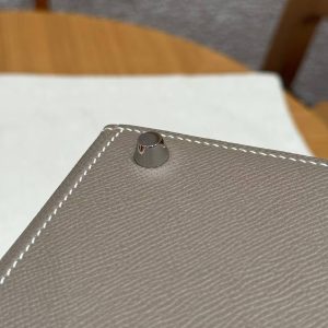 Hermes Kelly 28 Bag Handmade In Epsom Calfskin Leather Silver Hardware 18 Etoupe - Image 12