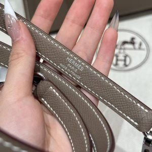 Hermes Kelly 28 Bag Handmade In Epsom Calfskin Leather Silver Hardware 18 Etoupe - Image 6