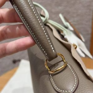 Hermes Kelly 28 Bag Handmade In Togo Calfskin Leather Gold Hardware 18 Etoupe - Image 9