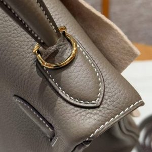 Hermes Kelly 28 Bag Handmade In Togo Calfskin Leather Gold Hardware 18 Etoupe - Image 7