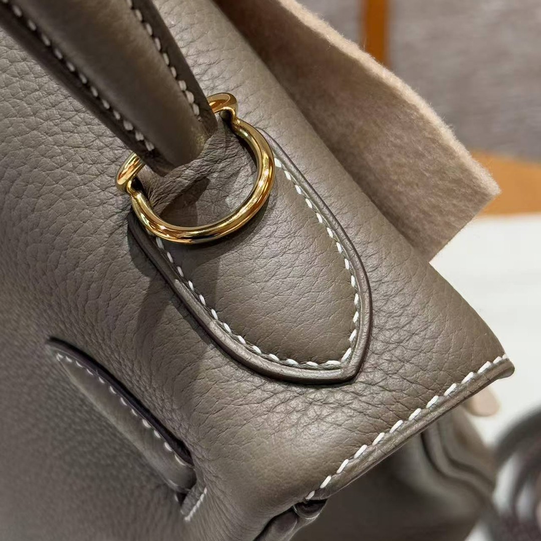 Hermes Kelly 28 Bag Handmade In Togo Calfskin Leather Gold Hardware 18 Etoupe - Image 7