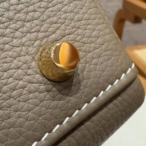 Hermes Kelly 28 Bag Handmade In Togo Calfskin Leather Gold Hardware 18 Etoupe - Image 6