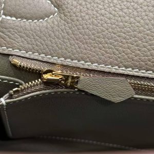 Hermes Kelly 28 Bag Handmade In Togo Calfskin Leather Gold Hardware 18 Etoupe - Image 5
