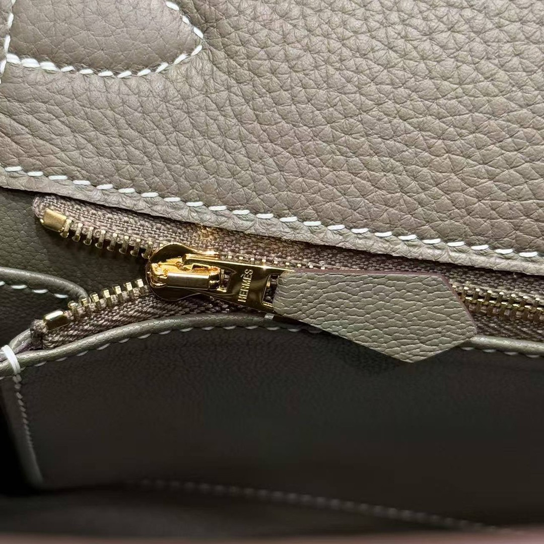 Hermes Kelly 28 Bag Handmade In Togo Calfskin Leather Gold Hardware 18 Etoupe - Image 5