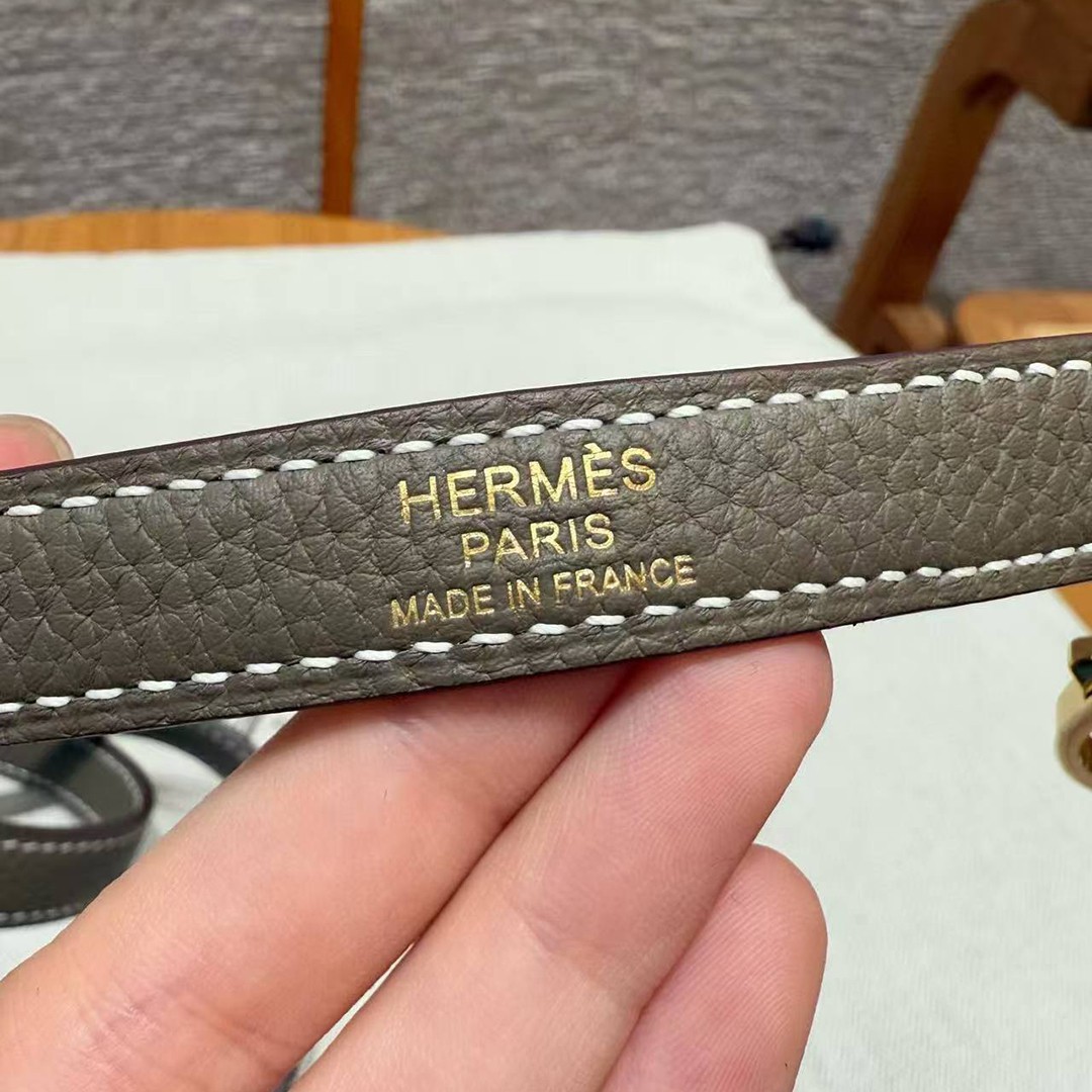 Hermes Kelly 28 Bag Handmade In Togo Calfskin Leather Gold Hardware 18 Etoupe - Image 3
