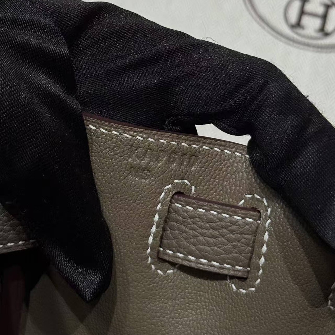 Hermes Kelly 28 Bag Handmade In Togo Calfskin Leather Sliver Hardware 18 Etoupe - Image 10