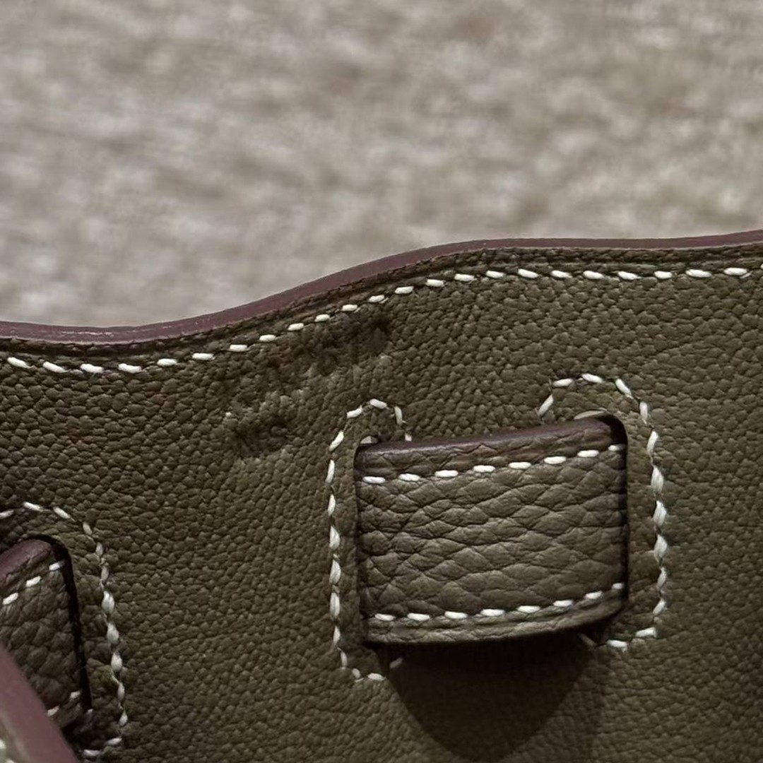 Hermes Kelly 28 Bag Handmade In Togo Calfskin Leather Sliver Hardware 18 Etoupe - Image 4