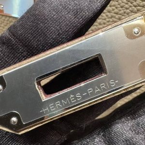 Hermes Kelly 28 Bag Handmade In Togo Calfskin Leather Sliver Hardware 18 Etoupe - Image 3