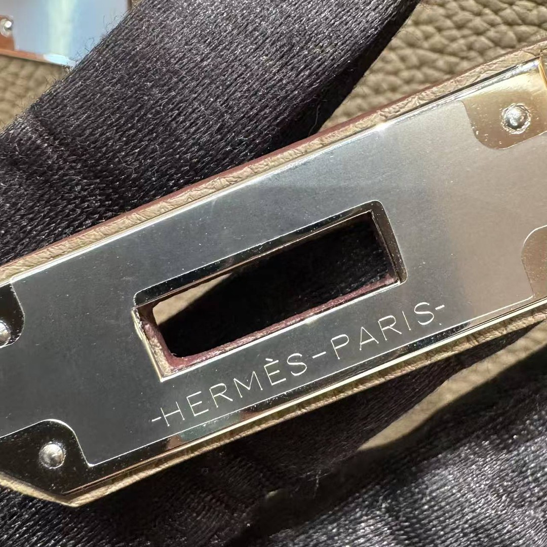 Hermes Kelly 28 Bag Handmade In Togo Calfskin Leather Sliver Hardware 18 Etoupe - Image 3