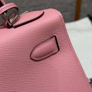 Hermes Kelly 28 Bag Handmade In Epsom Calfskin Leather Silver Hardware 1Q Rose Confetti - Image 23
