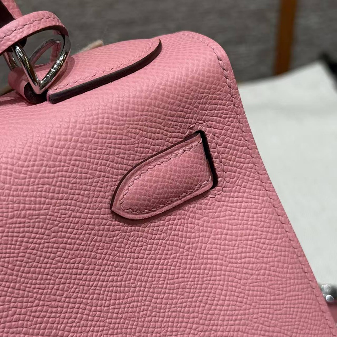 Hermes Kelly 28 Bag Handmade In Epsom Calfskin Leather Silver Hardware 1Q Rose Confetti - Image 23