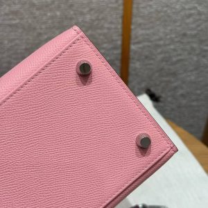 Hermes Kelly 28 Bag Handmade In Epsom Calfskin Leather Silver Hardware 1Q Rose Confetti - Image 20