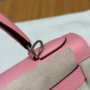 Hermes Kelly 28 Bag Handmade In Epsom Calfskin Leather Silver Hardware 1Q Rose Confetti - Image 18