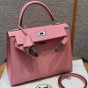 Hermes Kelly 28 Bag Handmade In Epsom Calfskin Leather Silver Hardware 1Q Rose Confetti
