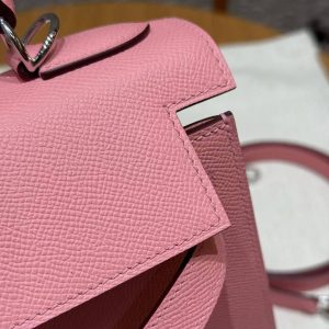 Hermes Kelly 28 Bag Handmade In Epsom Calfskin Leather Silver Hardware 1Q Rose Confetti - Image 12
