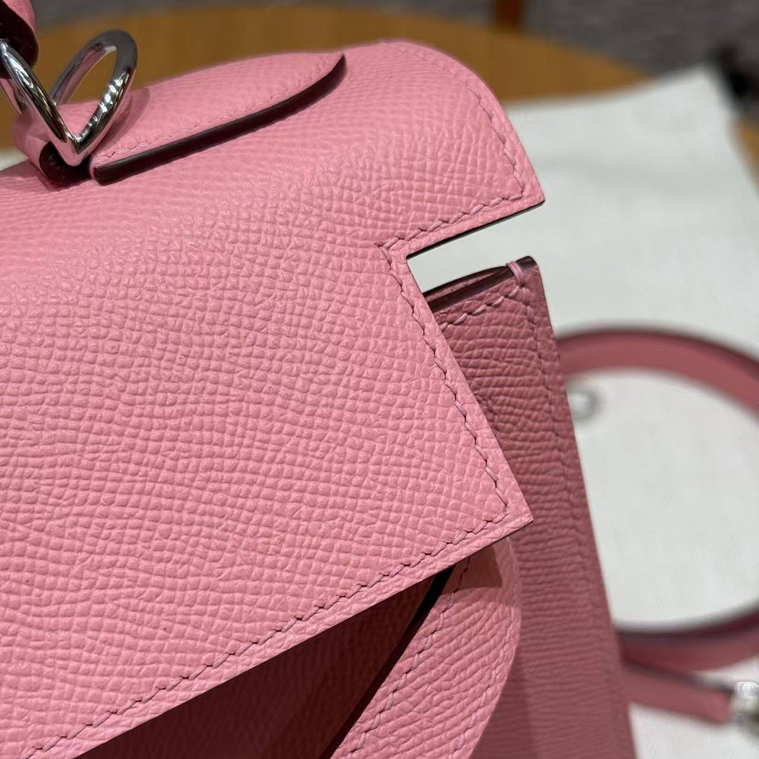 Hermes Kelly 28 Bag Handmade In Epsom Calfskin Leather Silver Hardware 1Q Rose Confetti - Image 12