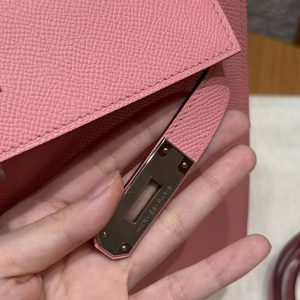 Hermes Kelly 28 Bag Handmade In Epsom Calfskin Leather Silver Hardware 1Q Rose Confetti - Image 11