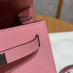 Hermes Kelly 28 Bag Handmade In Epsom Calfskin Leather Silver Hardware 1Q Rose Confetti - Image 7
