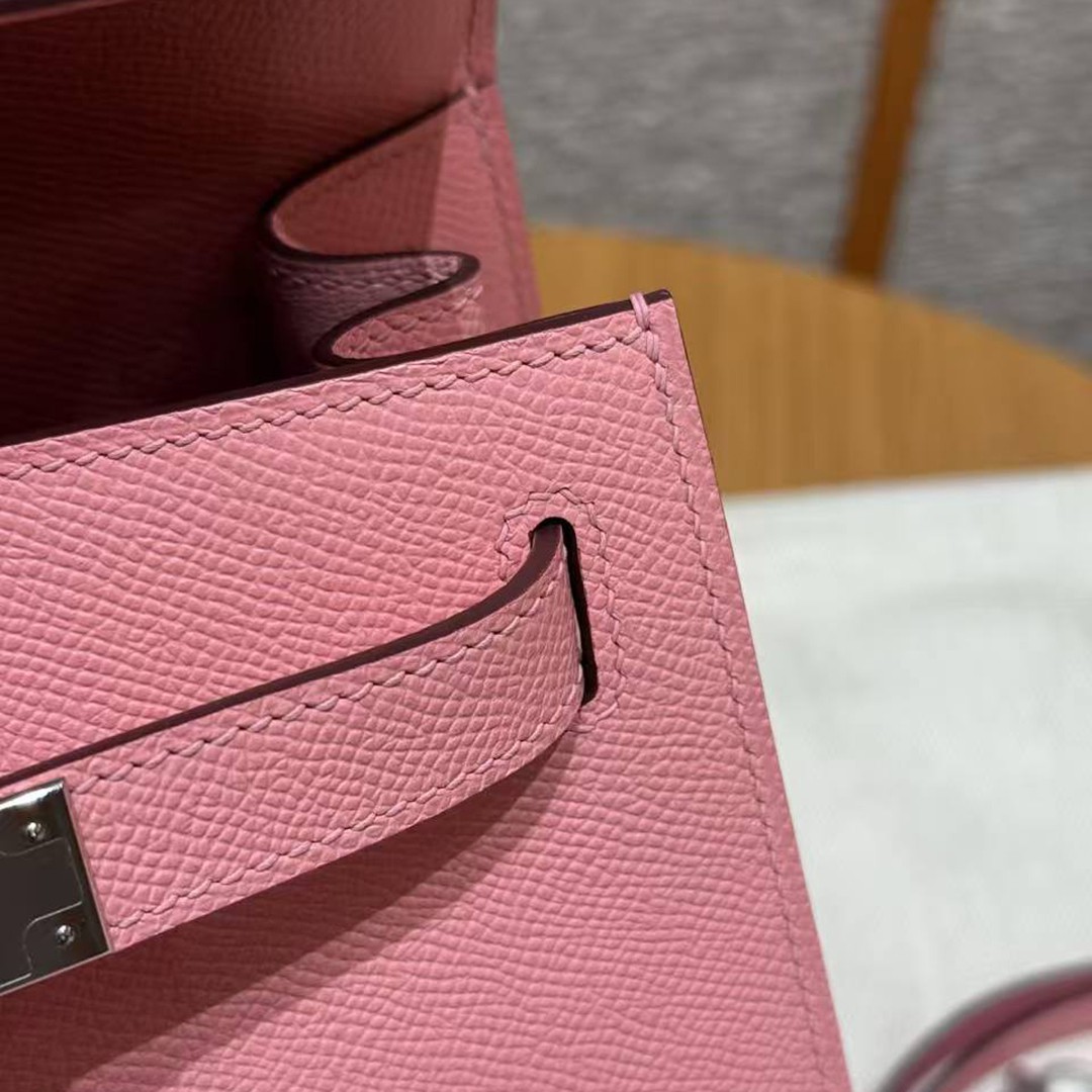 Hermes Kelly 28 Bag Handmade In Epsom Calfskin Leather Silver Hardware 1Q Rose Confetti - Image 7