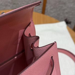 Hermes Kelly 28 Bag Handmade In Epsom Calfskin Leather Silver Hardware 1Q Rose Confetti - Image 6