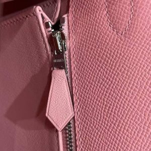 Hermes Kelly 28 Bag Handmade In Epsom Calfskin Leather Silver Hardware 1Q Rose Confetti - Image 4