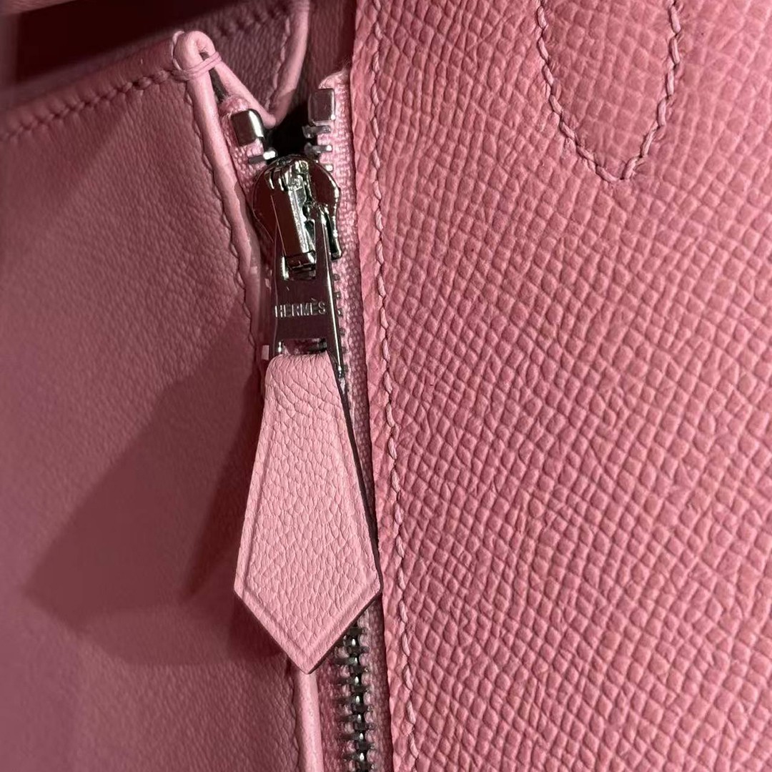 Hermes Kelly 28 Bag Handmade In Epsom Calfskin Leather Silver Hardware 1Q Rose Confetti - Image 4