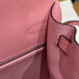 Hermes Kelly 28 Bag Handmade In Epsom Calfskin Leather Silver Hardware 1Q Rose Confetti - Image 3