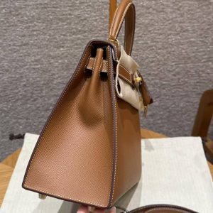 Hermes Kelly 28 Bag Handmade In Epsom Calfskin Leather Gold Hardware 37 Gold - Image 24