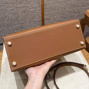 Hermes Kelly 28 Bag Handmade In Epsom Calfskin Leather Gold Hardware 37 Gold - Image 23