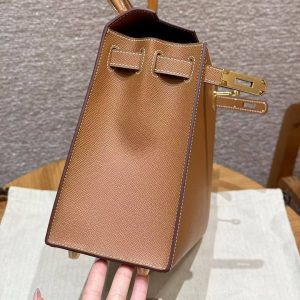 Hermes Kelly 28 Bag Handmade In Epsom Calfskin Leather Gold Hardware 37 Gold - Image 14