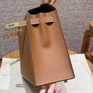 Hermes Kelly 28 Bag Handmade In Epsom Calfskin Leather Gold Hardware 37 Gold - Image 13