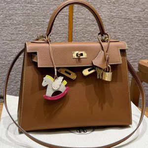 Hermes Kelly 28 Bag Handmade In Epsom Calfskin Leather Gold Hardware 37 Gold - Image 11