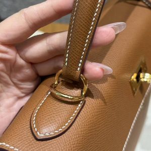 Hermes Kelly 28 Bag Handmade In Epsom Calfskin Leather Gold Hardware 37 Gold - Image 8