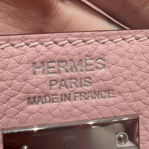 Hermes Kelly 28 Bag Handmade In Togo Calfskin Leather Silver Hardware 3Q Rose Sakura - Image 22