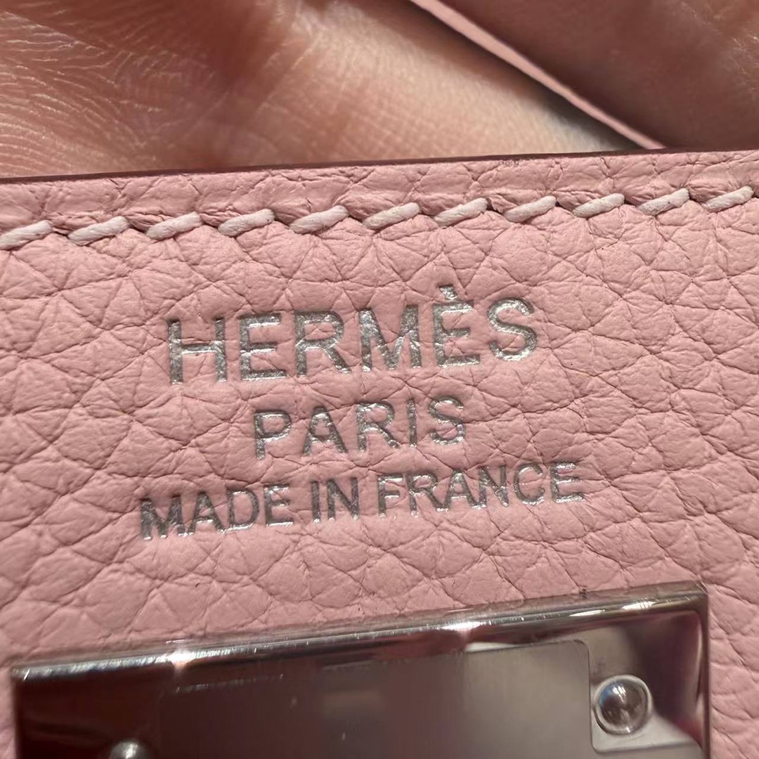 Hermes Kelly 28 Bag Handmade In Togo Calfskin Leather Silver Hardware 3Q Rose Sakura - Image 22