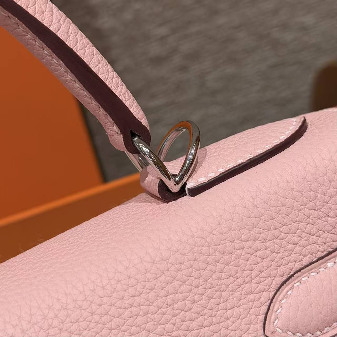 Hermes Kelly 28 Bag Handmade In Togo Calfskin Leather Silver Hardware 3Q Rose Sakura - Image 3