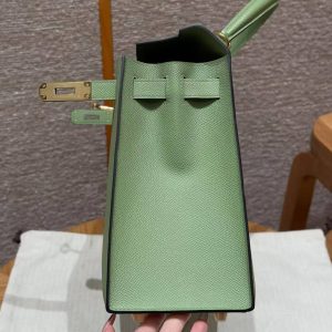 Hermes Kelly 28 Bag Handmade In Epsom Calfskin Leather Gold Hardware 3i Vert Criquent - Image 21