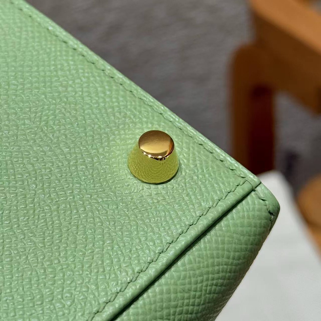 Hermes Kelly 28 Bag Handmade In Epsom Calfskin Leather Gold Hardware 3i Vert Criquent - Image 20