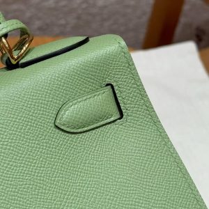 Hermes Kelly 28 Bag Handmade In Epsom Calfskin Leather Gold Hardware 3i Vert Criquent - Image 19