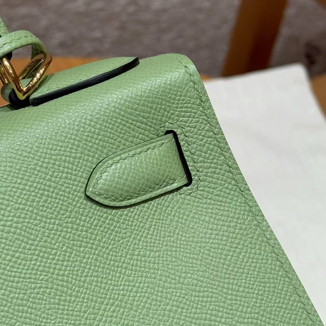 Hermes Kelly 28 Bag Handmade In Epsom Calfskin Leather Gold Hardware 3i Vert Criquent - Image 19
