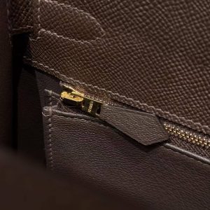 Hermes Kelly 28 Bag Handmade In Epsom Calfskin Leather Gold Hardware 47 Chocolat - Image 14