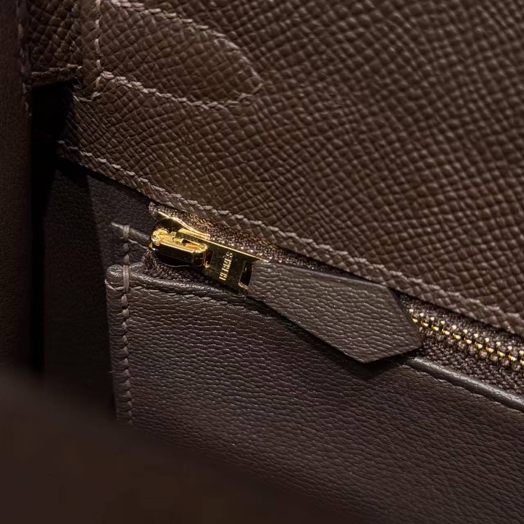 Hermes Kelly 28 Bag Handmade In Epsom Calfskin Leather Gold Hardware 47 Chocolat - Image 14