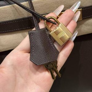 Hermes Kelly 28 Bag Handmade In Epsom Calfskin Leather Gold Hardware 47 Chocolat - Image 9