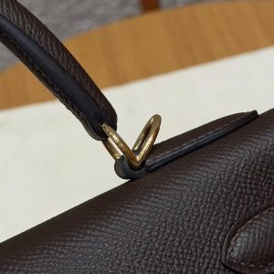 Hermes Kelly 28 Bag Handmade In Epsom Calfskin Leather Gold Hardware 47 Chocolat - Image 7