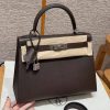 Hermes Kelly 28 Bag Handmade In Epsom Calfskin Leather Silver Hardware 47 Chocolat