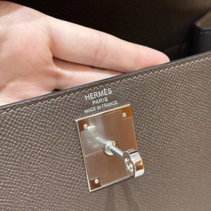 Hermes Kelly 28 Bag Handmade In Epsom Calfskin Leather Silver Hardware 47 Chocolat - Image 22