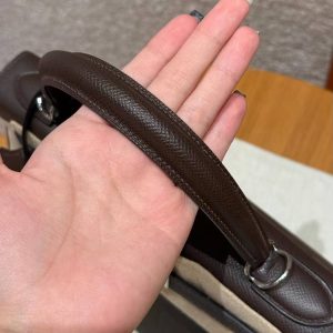 Hermes Kelly 28 Bag Handmade In Epsom Calfskin Leather Silver Hardware 47 Chocolat - Image 19