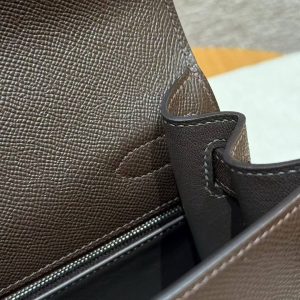 Hermes Kelly 28 Bag Handmade In Epsom Calfskin Leather Silver Hardware 47 Chocolat - Image 12